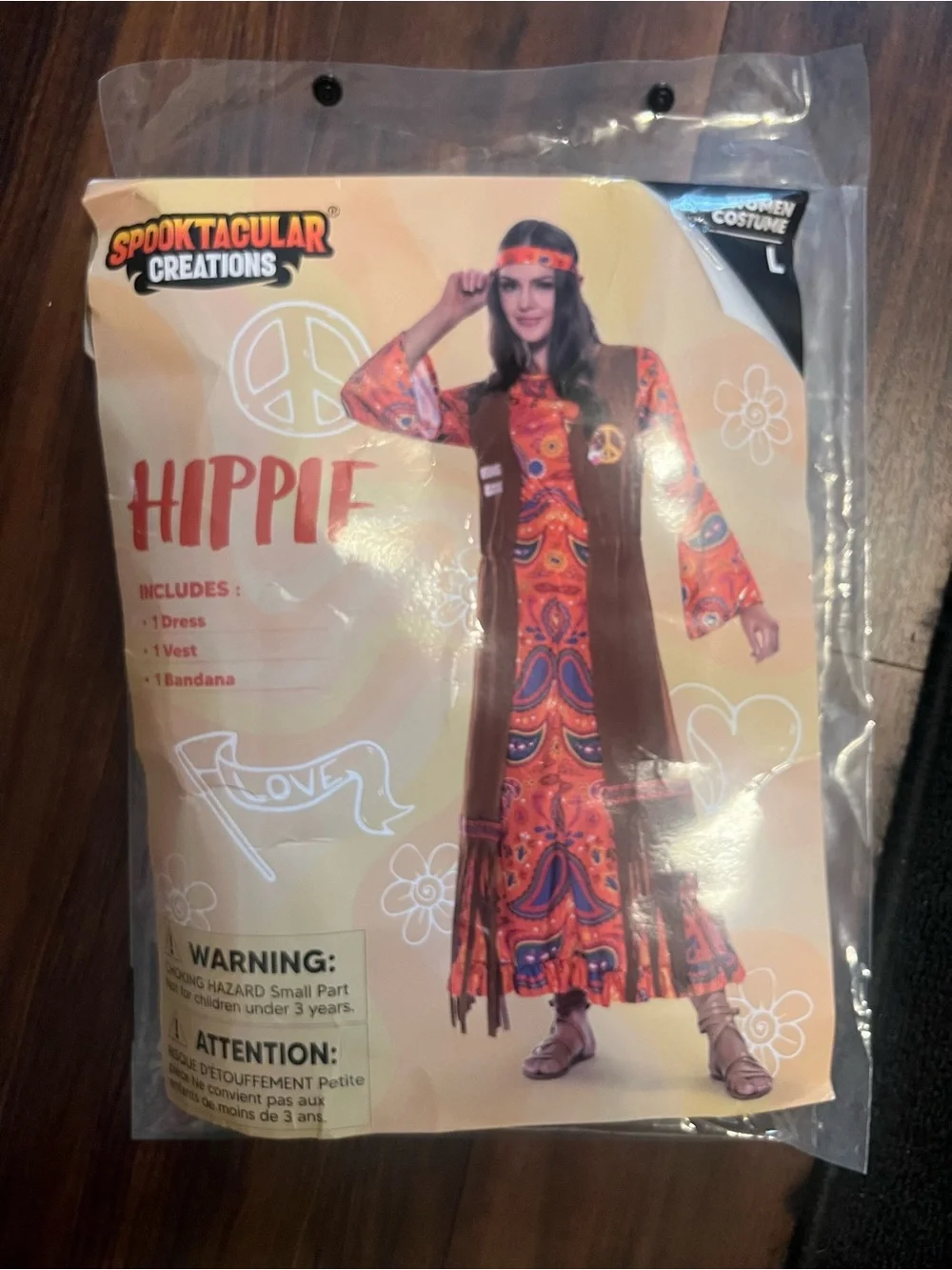 Spooktacular Creations Women’s Hippie Costume Large – NEW 3 Piece Set